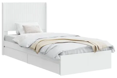 Produktbild von Bettgestell mit Stauraum und Kopfteil Weiß 75 x 190 cm