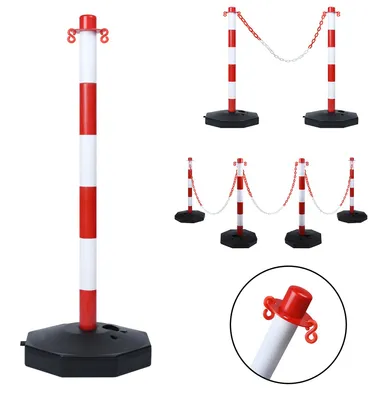 Productafbeelding van ACXIN, 6 stuks kunststof afzetpalen, 0,66 kg, met vier bevestigingspunten, geschikt voor verkeersregeling en afzetting van gebieden