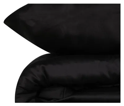 Produktbild von Bettwäscheset - 1 Bettbezug 220 x 240 cm + 2 Kissenbezüge 60 x 60 cm - 100 % Baumwollsatin - Schwarz