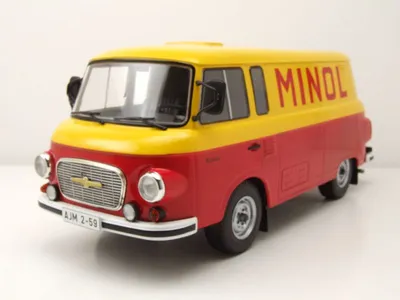 Produktbild von Barkas B 1000 Kastenwagen Minol 1970 rot gelb Modellauto 1:18 MCG
