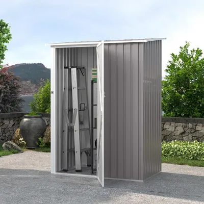 Produktbild von Gartenbox Verzinktes Graues Metallwerkzeughaus 143x89x186cm Amalfi