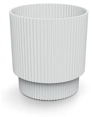 Image de Pot de fleurs en plastique blanc rayé 15.7x14.6 cm décoratif Milly Round