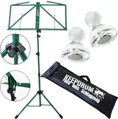 Image de keepdrum MUS3GR Pied à musique vert avec 10 aimants