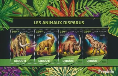 Produktbild von Briefmarken Dschibuti 2016 Mi 1279-1282 Kleinbogen (kompl. Ausg.) postfrisch Ausgestorbene Tiere
