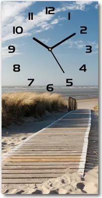 Produktbild von Wanduhr aus Glas – 30x60 cm - Glasbild - Glasuhr - Gehärtetes Glas -Weg zum Strand