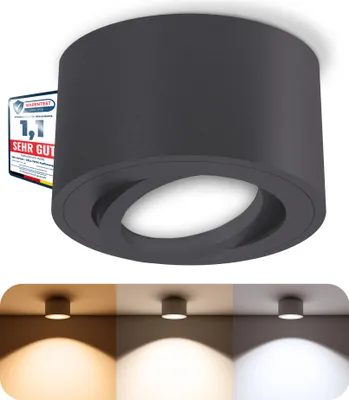 Produktbild von SSC-LUXon CELI-1N LED Deckenspot anthrazit rund - dimmbar & schwenkbar - 3CCT Lichtfarben - Aufbaulampe 230V 6W