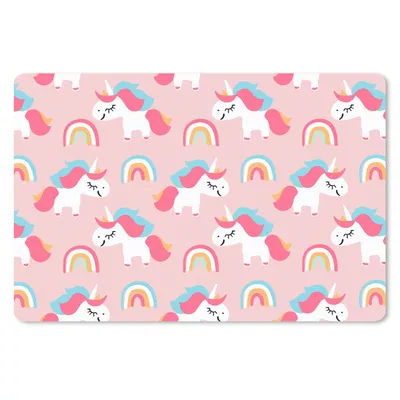 Produktbild von MuchoWow® Schreibtischunterlage Einhorn - Regenbogen - Rosa - Muster 60x40 cm - XXL Mauspad - Großes Mauspad