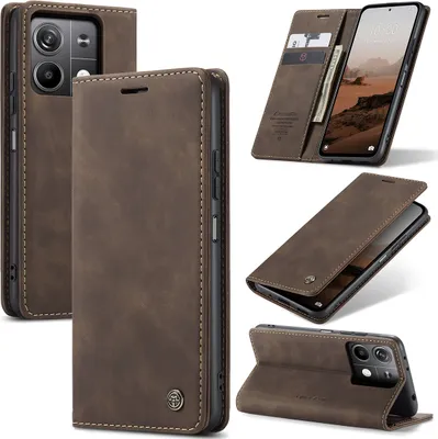 Image de Xiaomi Redmi Note 13 5G Case, RetroPolyuréthaneLeather Case with Stand Function for Xiaomi Redmi Note 13 5G Kupfer