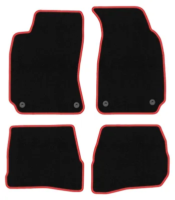 Zdjęcie produktu dla Dywaniki samochodowe welurowe CARLUX-RED do: Volkswagen Passat B5 (1996-2001, sedan, kombi, variant) czarne z czerwonym obszyciem, z mocowaniami