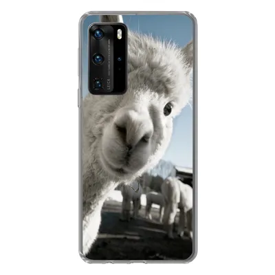 Produktbild von MuchoWow® Handyhülle Schutzhülle Hülle für Huawei P40 Pro Alpaka - Weiß - Tier Silikon Softcase Handy Hülle - Schutz
