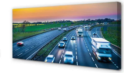 Produktbild von Leinwandbild 100x50 Wandkunst Auto Autobahn Himmel