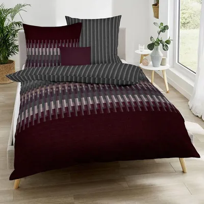 Produktbild von Kaeppel Biber Bettwäsche Smart burgund 155x220 cm + 80x80 cm