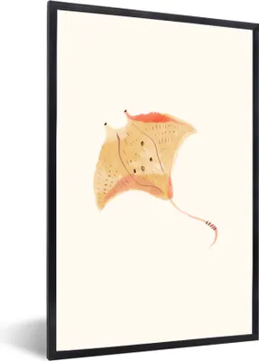 Produktbild von MuchoWow® MuchoWow® Gerahmtes Poster Rochen - Fisch - Meer - Aquarell 20x30 cm - Poster mit zchwarzem Bilderrahmen - Drucken - Bilder Poster im Rahmen