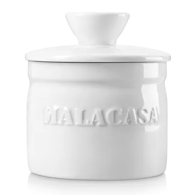 Image de Beurrier en porcelaine, beurrier avec couvercle, pot à beurre français avec ligne d'eau, blanc