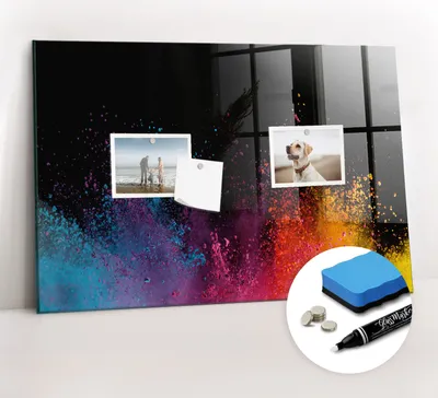 Produktbild von Magnetpinnwand Memoboard - Zubehörsatz - Weißer Marker + Schwamm + Magnete - 60 x 40 cm - Eine Explosion von Farben