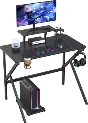 Zdjęcie produktu dla Biurko gamingowe, ergonomiczna konstrukcja, praktyczne funkcje, czarne