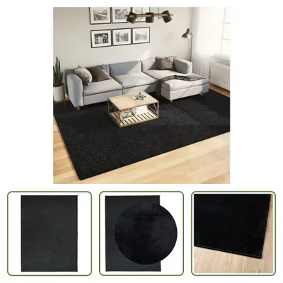 Produktbild von The Living Store Teppich OVIEDO Kurzflor Schwarz 240x340 cm