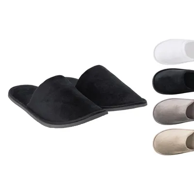 Produktbild von Lavea® Premium 10er Set Hotelslipper aus Velours – Schwarz