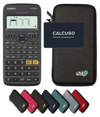 Produktbild von Casio fx-82DE X ClassWiz inkl. WYNGS Schutztasche Dunkelgrau - Wissenschaftlicher Taschenrechner - Basic Set