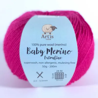 Image de Baby Merino Extrafine Art'is Yarn 100 % laine | Sans mulesing & Superwash (50 g / 200 m) (36 fuchsia intense)