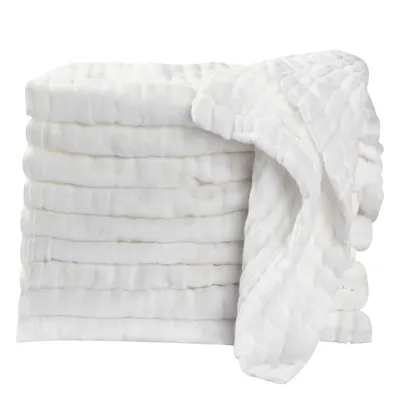 Produktbild von Koo-dib Baby Waschlappen 6-Schichten Baby-Handtš¹Cher Musselin Tuch Baby Badetuch Mullwindeln Spucktš¹Cher Weiche Neugeborene 10 Stš¹Ck 25x25 cm