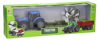 Image de Tracteur jouet avec faneuse, échelle 1:32, ferme, en plastique