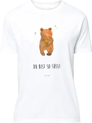 Produktbild von Mr. & Mrs. Panda Shirt Bär Honig - Weiß - Geschenk, Honigbär, Partner, Teddy, Basic-Shirt, S T-Shirt, Liebe, oberteil, Tshirt