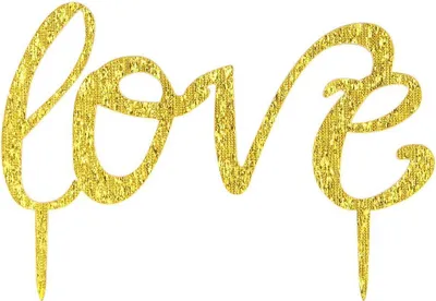 Produktbild von LOVE Goldfarbener Acryl-Tortenaufsatz