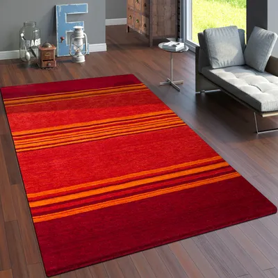Image de Tapis de salon à poils courts, motif ethnique géométrique, fait main, Gabbeh, dimensions 160 x 230 cm