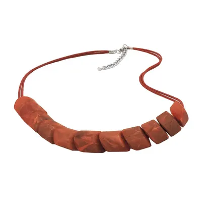 Produktbild von Kette Schrägperle Kunststoff rostbraun-marmoriert Kordel rostbraun 45cm rostbraun 20x15mm