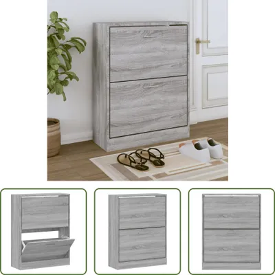 Produktbild von The Living Store Schuhschrank Grau Sonoma 63x24x81 cm Holzwerkstoff