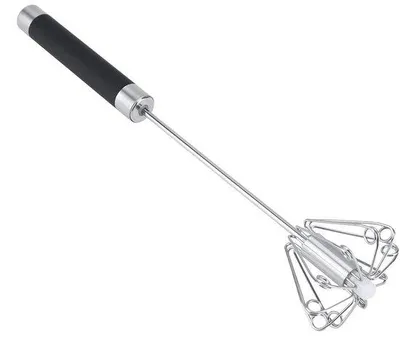 Produktbild von Handmixer mit handbetätigter Rührpaddelgarde, ohne Strom, mit Edelstahl-Garde, Handmixer mit Milchschaumfunktion, Handmixer mit handgetriebener Rührpaddelgarde, Eierklopper