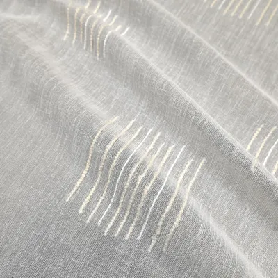 Produktbild von Jacquard-Voilestoff mit Reliefstreifen-Muster und Bleisaum