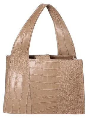 Produktbild von Damenhandtasche aus echtem Leder mit Krokodilmuster, mit abnehmbarer Schulterriem. Hergestellt in Italien