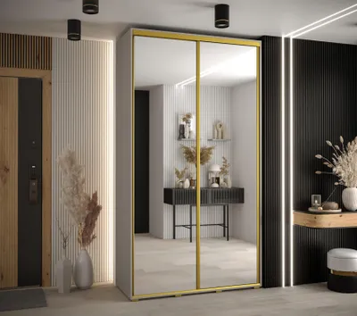 Produktbild von Kleiderschrank INDIRA 2 - 130/45 cm, Kaschmir/Gold
