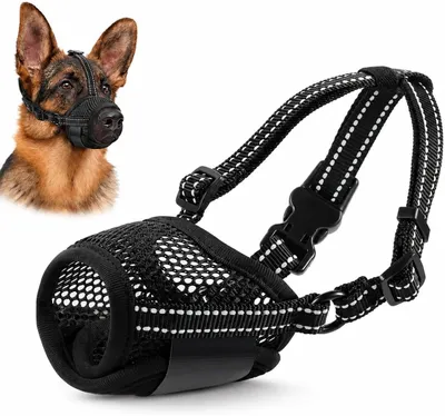 Imagen del producto de Boca para perros fabricada con malla transpirable, ajustable, de la talla 28-34 cm, para perros de tamaño mediano