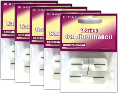 Produktbild von 20er Set Gardinenhaken Selbstklebend Weiss | Gardinen Haken Klebehaken Kunststoff