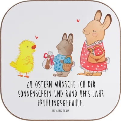 Produktbild von Mr. & Mrs. Panda Untersetzer für Gläser Ostern Geschenke - Weiß - Geschenk, Hase, Ostergrüße, Coaster, Osterhase, gläseruntersetzer, Tassenuntersetzer, Tischuntersetzer
