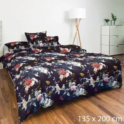 Produktbild von CASATEX Bettwäsche Belana Dunkelblau Satin 135 cm x 200 cm