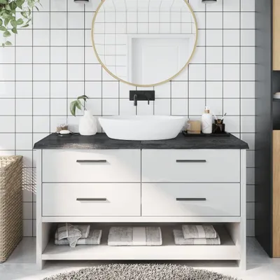 Produktbild von Waschtischplatte Dunkelgrau 140x60x4 cm Massivholz Behandelt