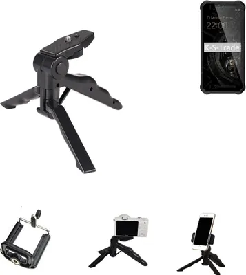 Produktbild von K-S-Trade Stativ Tisch-Ständer Dreibein Handy-Stativ Ständer kompatibel mit Oukitel WP15 Mini-Stativ Smartphone Tripod Handy-Stativ aus Plastik