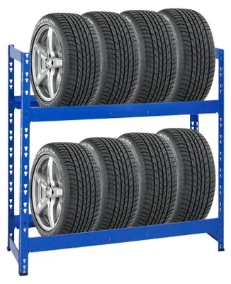 Produktbild von Reifenregal TIGER | HxBxT 100x110x35cm | 150kg Fachlast | bis zu 8 Reifen auf 2 Ebenen | Blau