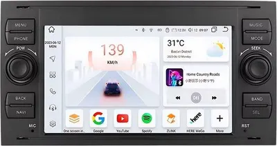 Produktbild von Autoradio mit Bluetooth, CarPlay, kompatibel mit Apple und Android, Stereoanlage, Navigation, Navigationssystem für Ford Focus, Mondeo, Fiesta, Transit, Kuga, C-Max und S-Max Galaxy