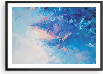 Produktbild von Gerahmtes Poster - Schwarzer Rahmen - Abstraktion blau gemalt - 70x50 cm - Wand Bild - Wanddeko - Wandbilder - Kunstposter - Wandposter - Bilderrahmen - Bilder - Kunstdruck - P2BAA70x50-4570
