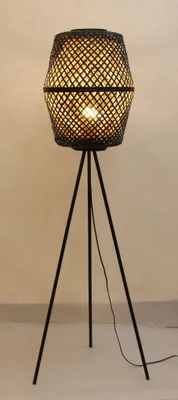 Immagine prodotto di Lampada da terra in bambù nera fatta a mano - Marley D40xH165cm