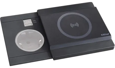 Produktbild von Evoline DisQ Schiebedeckel mit QI-Ladefunktion schwarz 100x100mm