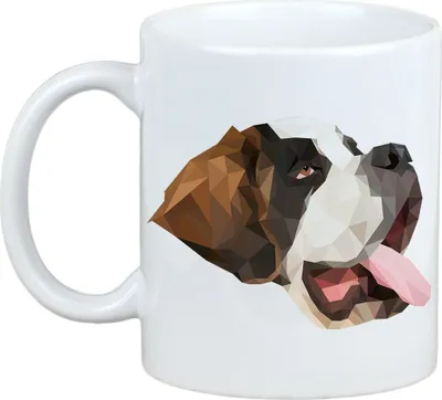 Obrázek produktu pro Bernardýnský pes, bernardín - hrnek s obrázkem a nápisem "Geometrický pes, Art-Dog"