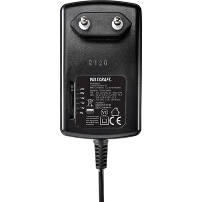 Productafbeelding van VOLTCRAFT VC-11335620, netvoeding met stekker, instelbaar op 9 V/DC, 12 V/DC, 15 V/DC, 18 V/DC, 20 V/DC, 24 V/DC, 1.5 A, 24 W uitgangsvermogen