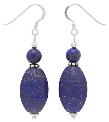 Produktbild von Ohrringe Ohrhänger aus echtem Lapis-Lazuli & 925 Silber blau Ohrschmuck Damen
