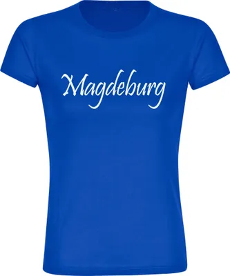 Produktbild von multifanshop Damen T-Shirt - Magdeburg - Schriftzug, blau, Größe S